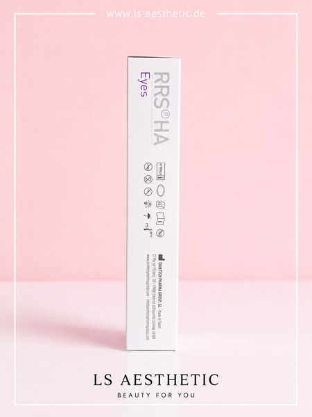 RRS HA Eyes – Seitenansicht Verpackung mit Sicherheitssymbolen, Skin Tech Pharma Group

