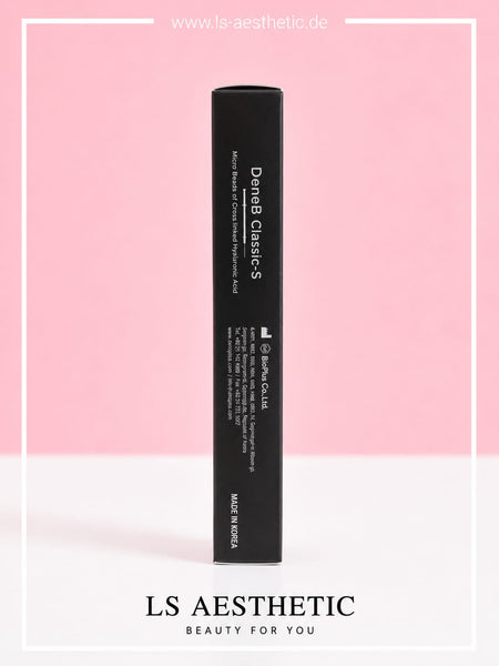 DeneB Classic-S Hyaluronsäure Filler – Verpackung Seite mit Hersteller- und Made in Korea Angabe