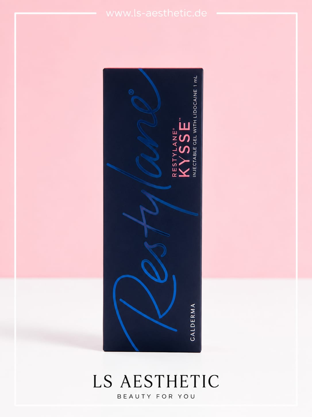 Restylane Kysse Lidocaine 1 ml – Verpackung Vorderseite, Injectable Gel with Lidocaine von Galderma