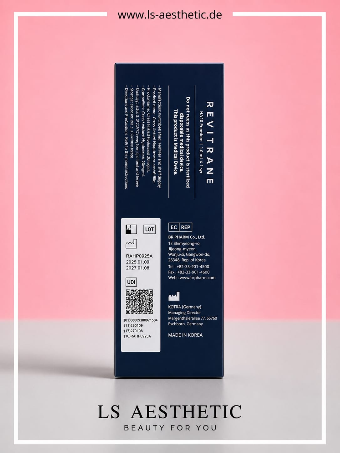 Revitrane HA10 Premium – vorgefüllte Spritze mit 10 mg/ml Hyaluronsäure, Originalverpackung