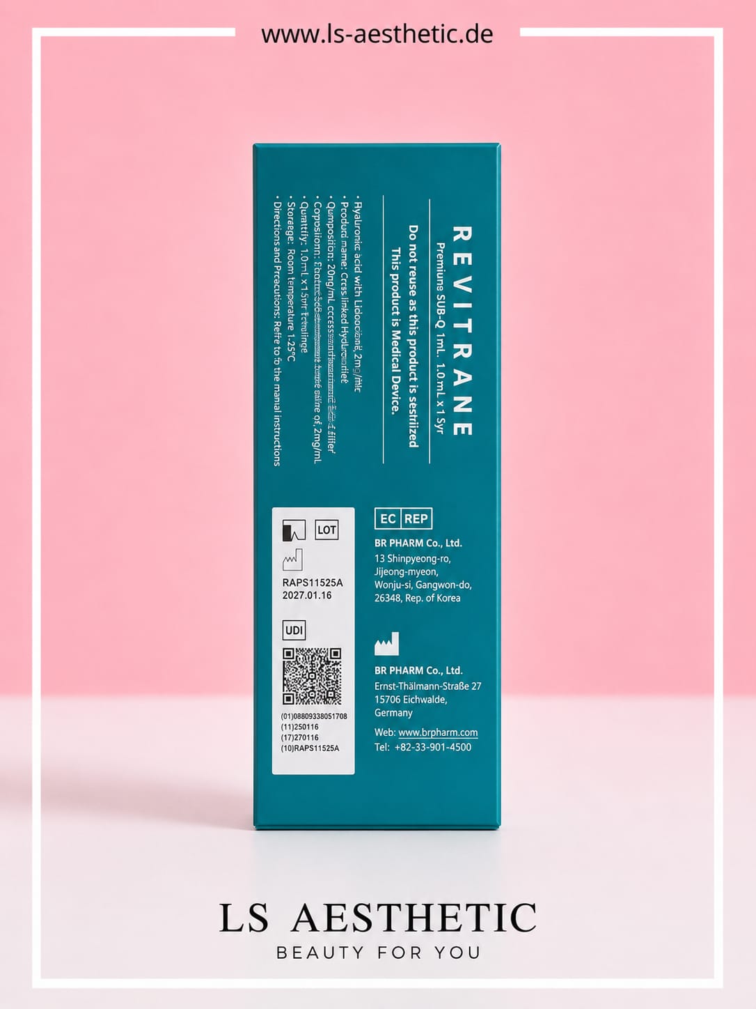 Revitrane Premium Sub-Q – vorgefüllte Spritze mit hochvernetzter Hyaluronsäure, Originalverpackung
