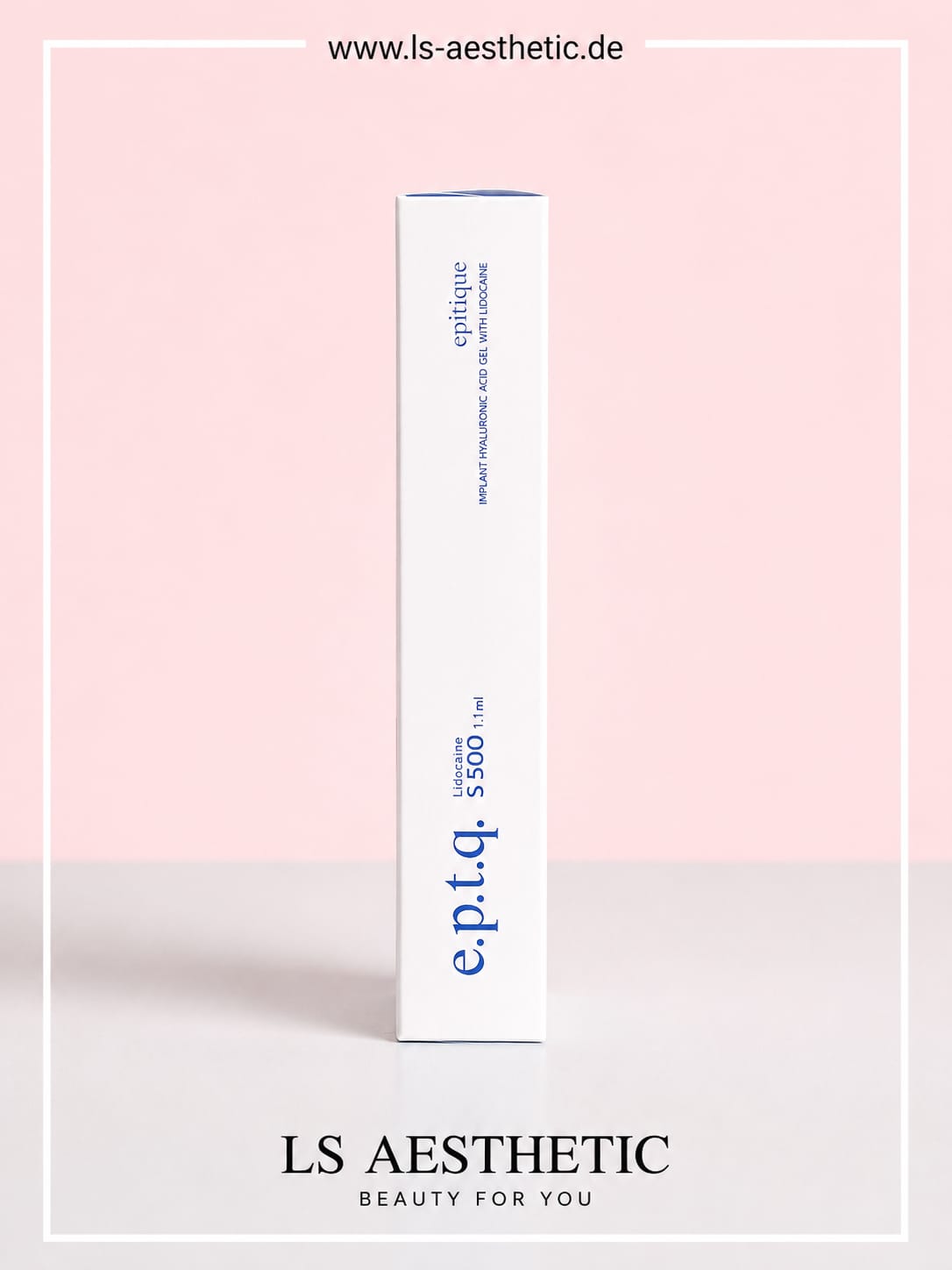 EPTQ S500 Hyaluronsäure-Filler mit Lidocain – Verpackung Seite, Implant Hyaluronic Acid Gel, 1,1 ml