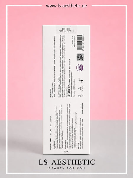 Selastin Exo Plus – Verpackung Rückseite mit vollständiger Inhaltsliste, Hersteller HIUSMEDIC und Made in Korea