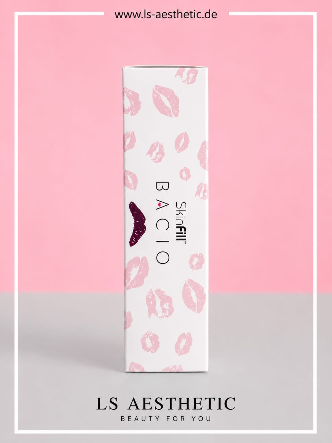 Skinfill Bacio Hyaluronsäure Filler – Verpackung Seite mit Produktname und LS Aesthetic Branding
