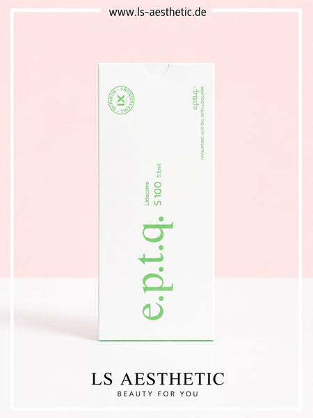 EPTQ S100 Hyaluronsäure-Filler mit Lidocain – Originalverpackung Vorderseite, 1,1 ml, CE-zertifiziert