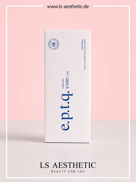 EPTQ S500 Hyaluronsäure-Filler mit Lidocain – Originalverpackung Vorderseite, 1,1 ml, CE-zertifiziert